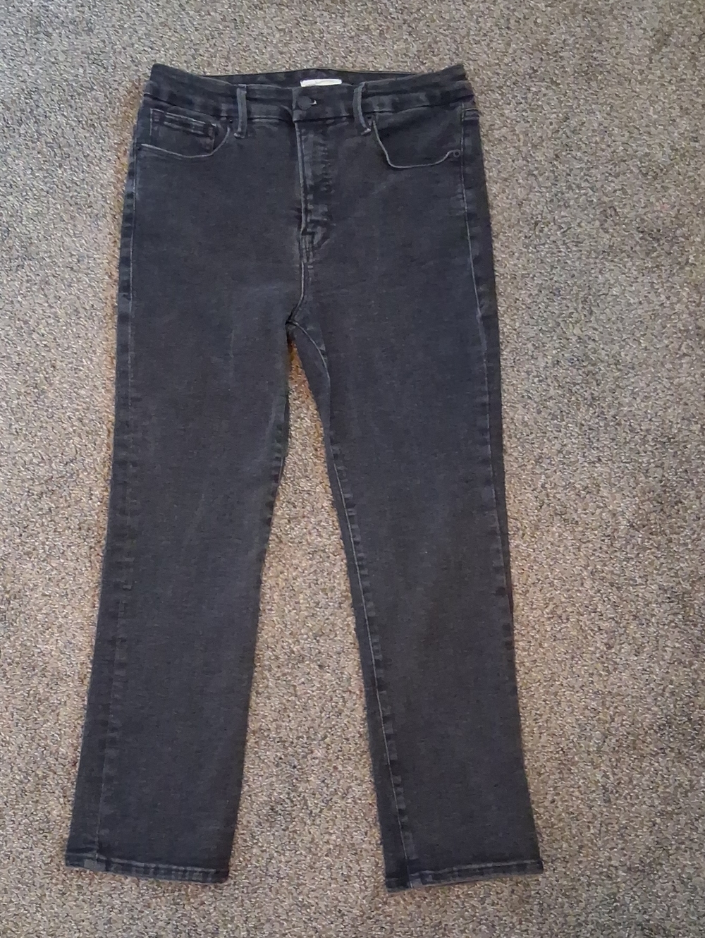 Good American Good Legs Straight Black Jeans 12/31 Cotton Blend